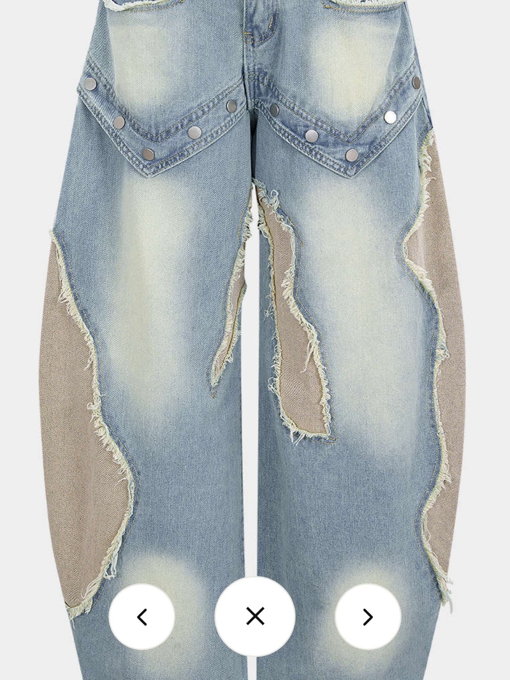 Micas Women’s Light Blue Distressed Patchwork Jeans XL
